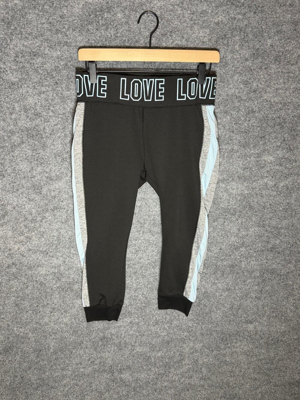 Love Women’s XL Cropped Jogger Leggings Black Gray Blue Active Athletic Pants